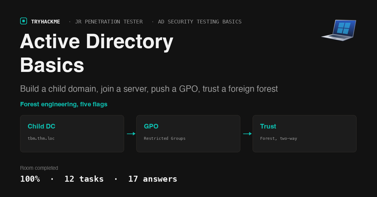 TryHackMe Active Directory Basics: Build a Forest