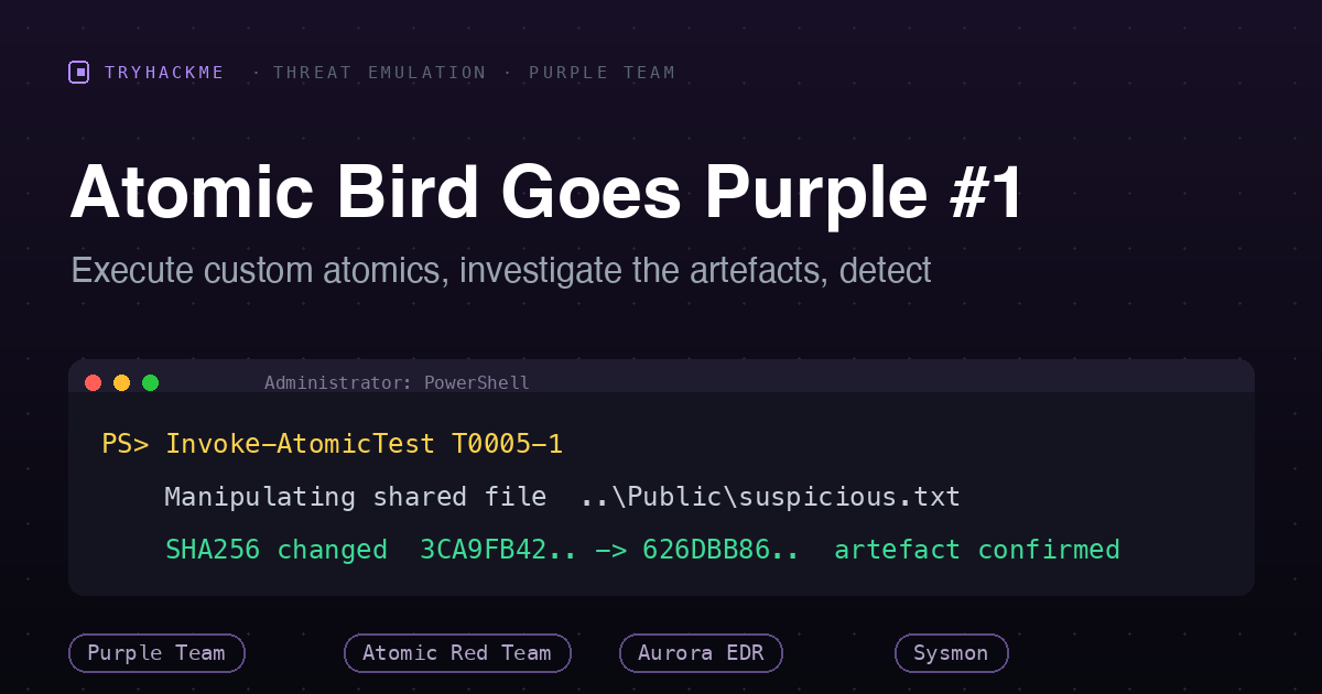 TryHackMe Atomic Bird Goes Purple #1: Execute, Investigate, Detect