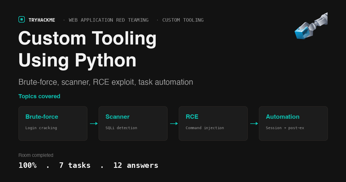 TryHackMe Custom Tooling Using Python: brute-force to RCE