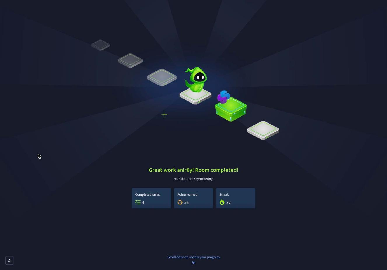 The Data Encoding room completed on TryHackMe, all four tasks done, 56 points earned
