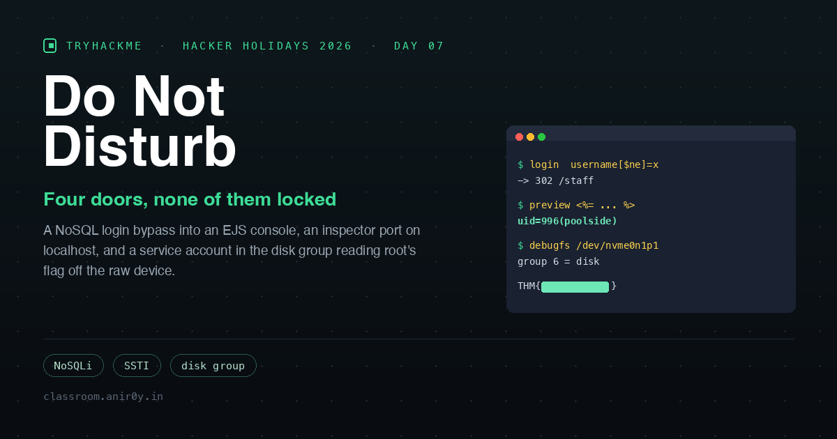 TryHackMe Do Not Disturb, Four Doors, None of Them Locked