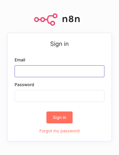 n8n sign-in page on the lab target