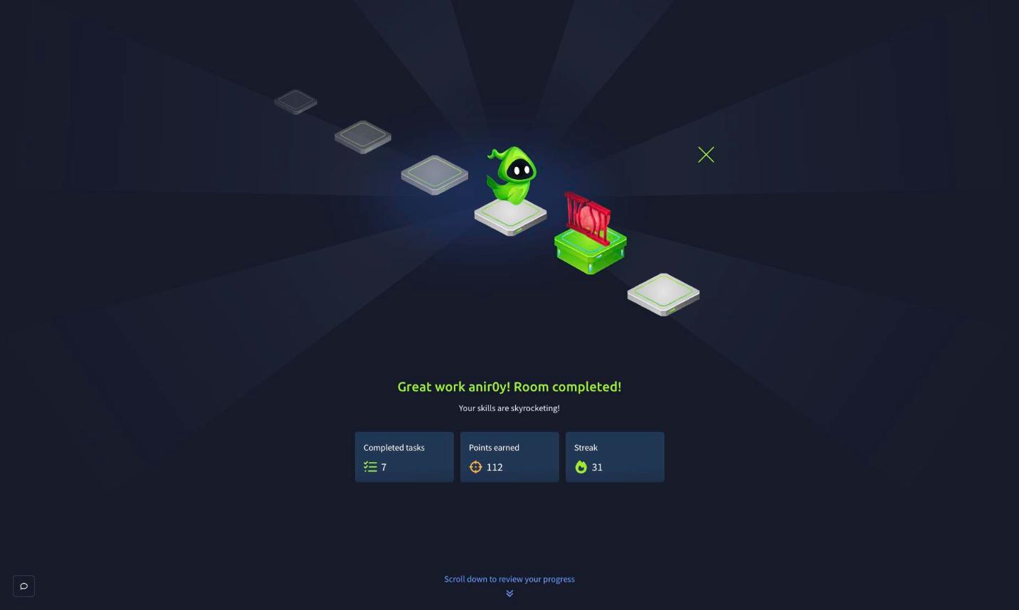 The Prompt Injection room completed on TryHackMe, all seven tasks done