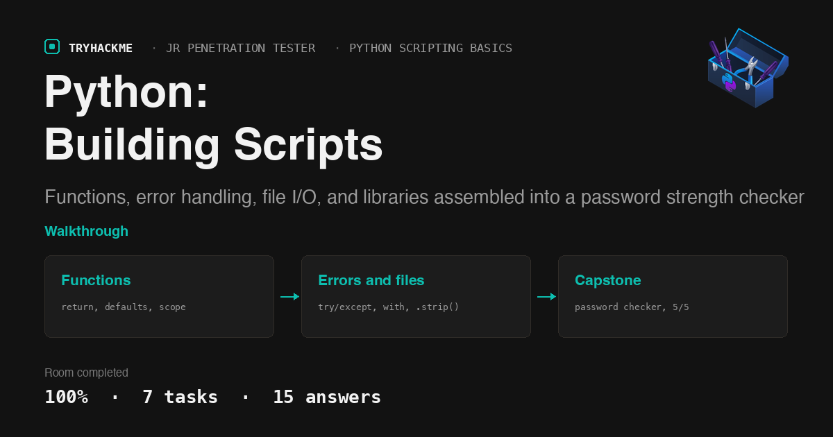 TryHackMe Python Building Scripts: Functions to a Checker