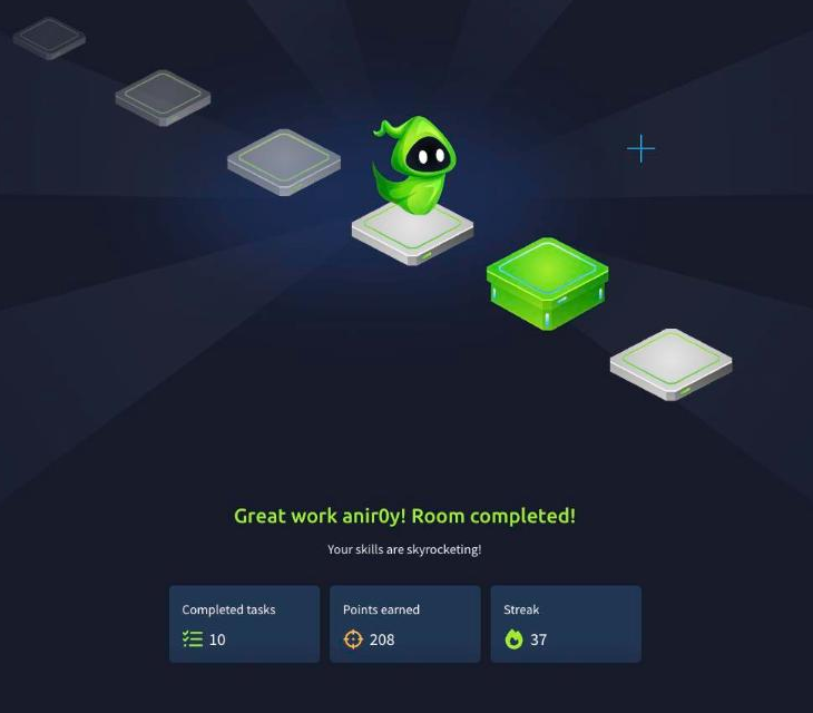 Python for Pentesters room completed on TryHackMe, ten tasks done and 208 points earned