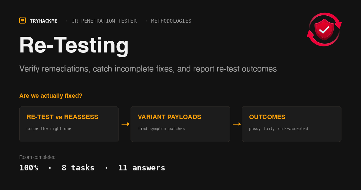 TryHackMe Re-Testing: Verify Fixes, Catch Patches