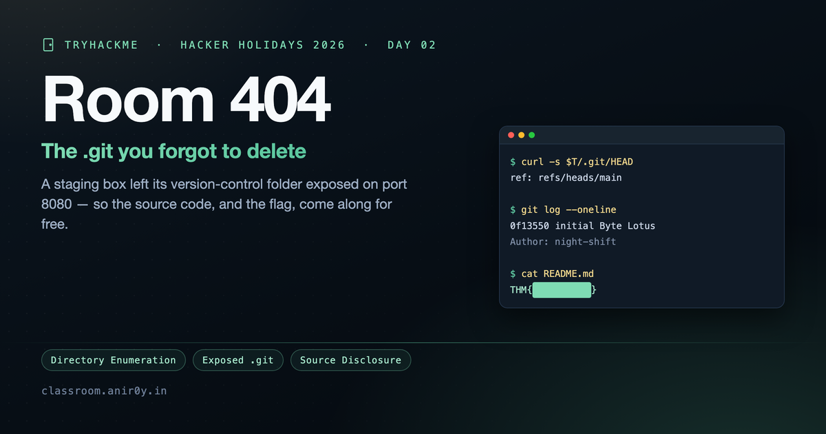 TryHackMe Room 404, Dumping Source From an Exposed .git