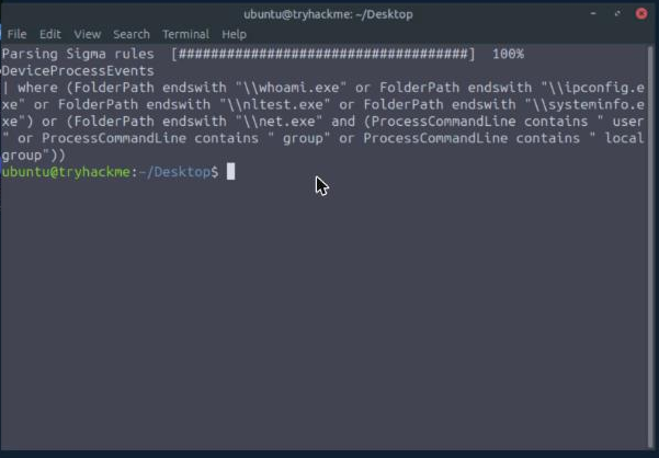 The Sentinel KQL conversion targeting DeviceProcessEvents with FolderPath and ProcessCommandLine