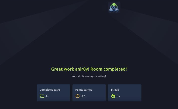 The Database SQL Basics room completed on TryHackMe, all four tasks done, 32 points earned