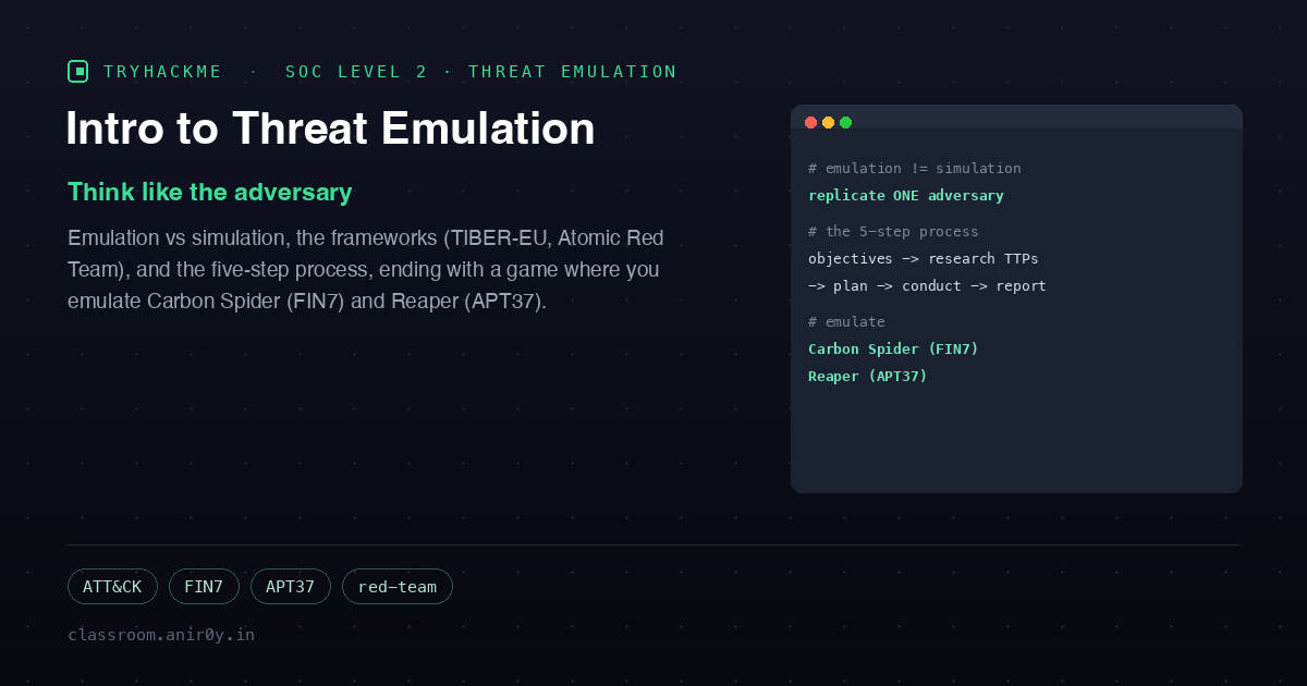 TryHackMe Intro to Threat Emulation: Emulate FIN7 and APT37